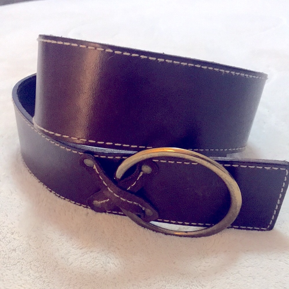 Madison Studio Brown Leather Belt with Gold Buckle